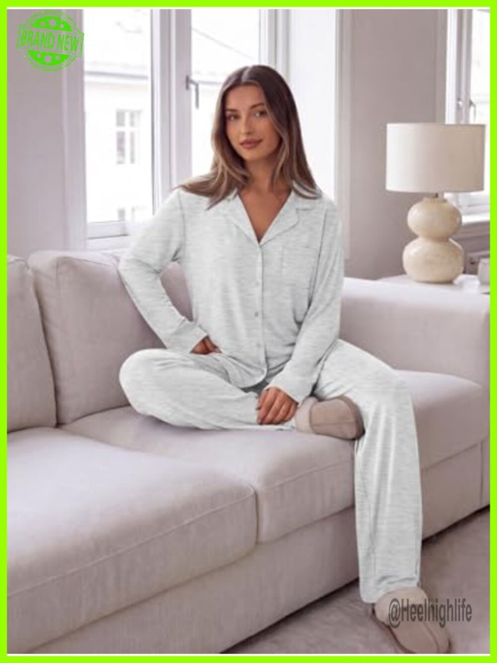 2 Piece Soft Lounge Pajama Set Button Up Pockets Sleepwear - Picture 4 of 6